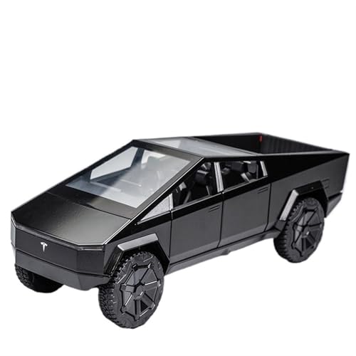 EMRGAZQD Motorfahrzeuge Replika Auto Maßstabgetreue Pickup-Trucks 1/24 for Tesla Cybertruck Fertige Modellautos Druckguss-Sound-/Licht-Rückziehfahrzeuge Originalgetreue Nachbildung(Black) von EMRGAZQD