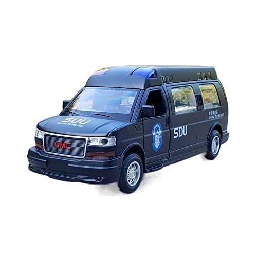 Motorfahrzeuge Replika Auto 1:32 for GMC SAVANA Legierung Diecasts Metall Modifiziertes Modell Polizei Geländewagen Modell Sound Licht Spielzeug Geschenk Originalgetreue Nachbildung ( Color : Police B von EMRGAZQD