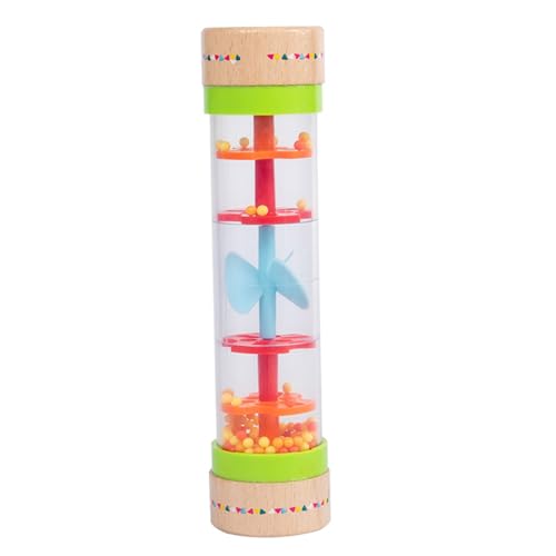 1pc Rainmaker Regen Stick Baby Holz Rassel Rainmaker Spielzeug Regentropfen Musikinstrument (Bunter Regen-Klangzylinder) von EMUKOEP