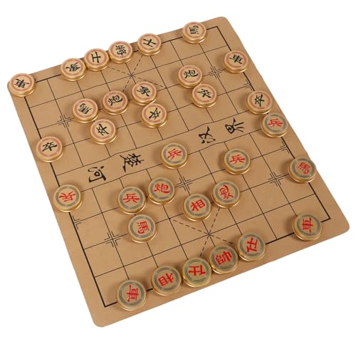 Chinesisches Schachspiel, Xiangqi-Spiel, Traditionelles Aluminium, Goldene, Komfortable Haptik, mit Aufbewahrungskoffer, Brettspiel für die Sammlung von EMUKOEP