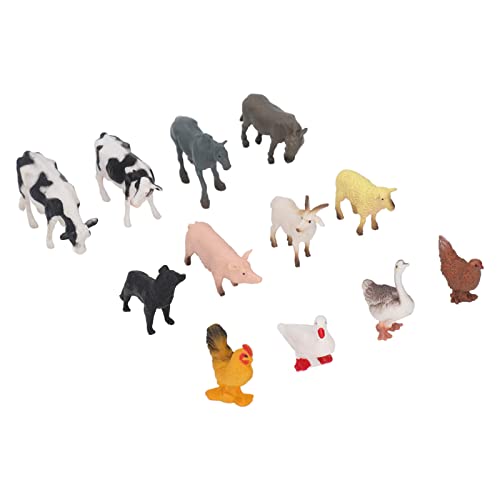 EMUKOEP 12 Stück Kleine Tierfiguren, Miniatur-Tiermodelle, Lernspielzeug, Mini-Bauernhof-Tier-Modell-Set von EMUKOEP