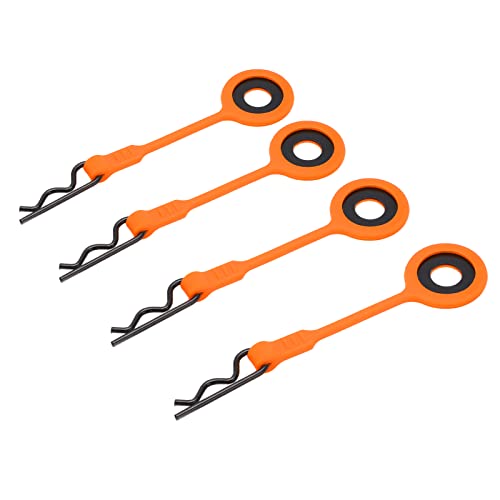 EMUKOEP 4PCS RC Auto Shell Körper Feste Clips Retainer Silikon Metall Universal 1/10 Modell Auto (Orange) von EMUKOEP