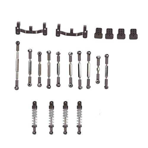 EMUKOEP Fernbedienung Auto Upgrade Ersatz Kit Aluminium Legierung Stoßdämpfer RC Auto Zugstange Kit Fit WPL C24 C14 C14K C24K RC Zubehör (Grau) von EMUKOEP