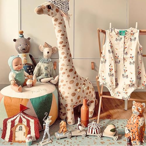 EMUKOEP Giraffenpuppe, Superweiche PP-Füllung, Baumwolle, Standfest, Niedliche Giraffen-Schlafpuppe, Stofftier (70cm) von EMUKOEP