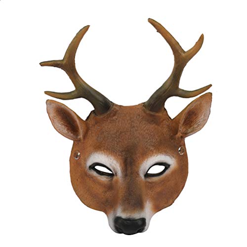 EMUKOEP Halloween-Maske, Tier-Hirsch-Maske, Dekoration, Maske, Kopfbedeckung (Braun) von EMUKOEP