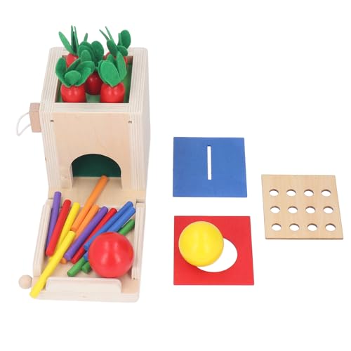 EMUKOEP Holz-Montessori-Spielzeug, Montessori-Lernspielzeug aus Holz, Inklusive Objekt-Permanenzbox, Münzbox, Karottenernte von EMUKOEP