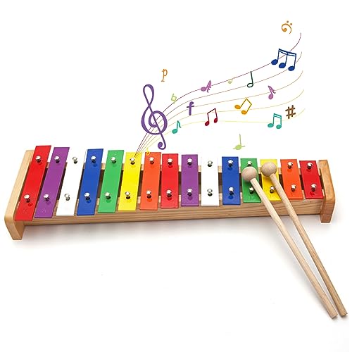 EMUKOEP Kinder-Xylophon-Musikspielzeug, 15 Noten, Xylophon, Pädagogisches Kinder-Handklopfklavier für Kinder in der Frühen Bildung von EMUKOEP