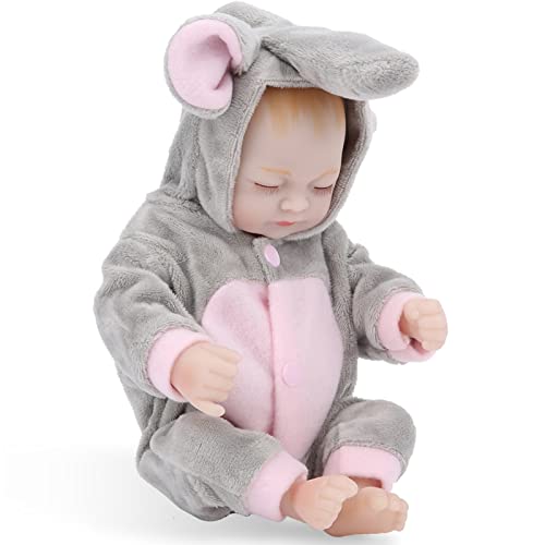 EMUKOEP Mini-Babypuppe, Lebensechtes Silikon, Schließende Augen, Badespielzeug, Mädchenpuppenspielzeug für Neugeborene (Baby) von EMUKOEP