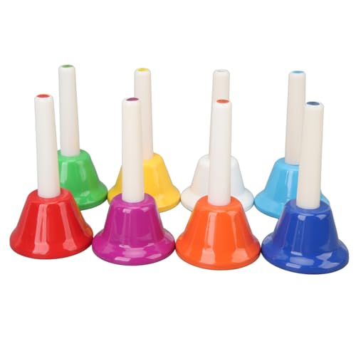 Handglocken-Set für Kinder, Musikspielzeug, Bunt, 8 Noten, Musikalische Legierung, Handglocken für Kinder und Erwachsene, Hochzeit von EMUKOEP