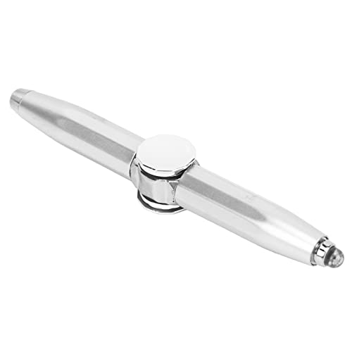 Leuchtender Gyro-Kugelschreiber mit Fingerspitze, Rotierender Finger-Schreibstift mit LED-Licht Zum Stressabbau (Silber) von EMUKOEP