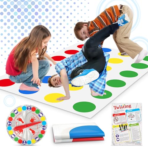 ENAIAH Twister Spiel für Kinder & Erwachsen, Twisting Spielmatte Twister Junior Bewegungsspiele für Kinder Balance Floor Spiel Pad Bodenspiel Ab 6,Gartenspiele für Drinnen und Draußen von ENAIAH