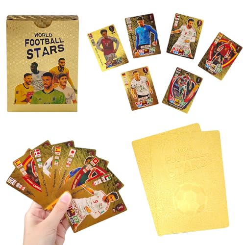 ENAIAH World Cup Fußball Star Karte, 55 Stücke Fussball Karten Gold Fussball Sammelkarten UEFA Champions League Fußballkarten, Fußballkarten Fußball Sammelkarte Geschenk Kindersammler von ENAIAH