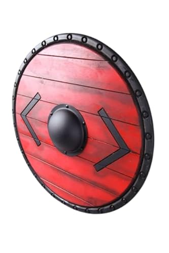 ENCORE HOME DECOR Mittelalterliches Rüstungsschild Battle Ready Round Shield Wikinger Schild Schild Maiden Wikinger Schild (24 Zoll) von ENCORE HOME DECOR