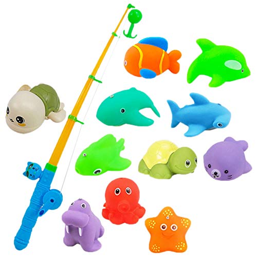 ENERRGECKO 12PCS Badezimmer Spielzeug Spielen Kinder Angelspielzeug Badespielzeug Kleinkind Bildung Lehren und Lernen Farben von ENERRGECKO