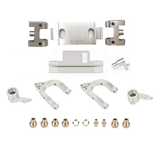 ENERRGECKO D12 CNC Metall Oberer und Unterer Schwenk Arm Lenk Becher Achsschenkel ZubehöR Set für D12 1/10 RC Auto Upgrades Teile, Silber von ENERRGECKO