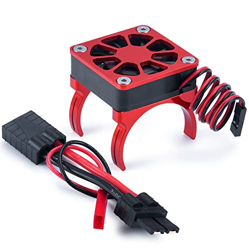 ENERRGECKO RC Auto Motor KüHlerabdeckung LüFter Motor KüHlköRper Temperaturregelung für 1/10 RC Crawler TRX4 Teile,Rot von ENERRGECKO