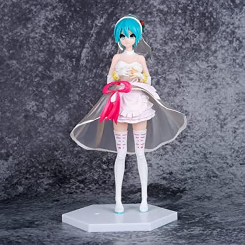 ENFILY Kleid Hatsune Hochzeitskleid Hatsune Miku Puppe Miku Hatsune weißes Hochzeitskleid Anime Actionfigur Charakter Sammlerstück Modell Statue Spielzeug PVC Figuren Desktop Ornamente 24,5 cm von ENFILY