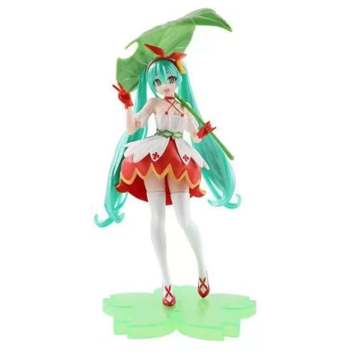 ENFILY für Hatsune Miku Figur Handmade PVC Anime Cartoon Charakter Modell Statue Figur, Desktop Ornamente Dekorationen Geschenke für Fans (Grüne Blätter) von ENFILY