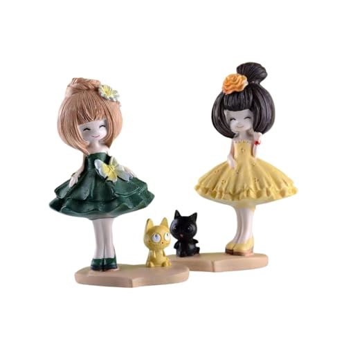 ENFILY für Mädchen mit Haustier Figur Handmade PVC Anime Cartoon Charakter Modell Statue Figur, Desktop Ornamente Dekorationen Geschenke für Fans (Paar) von ENFILY