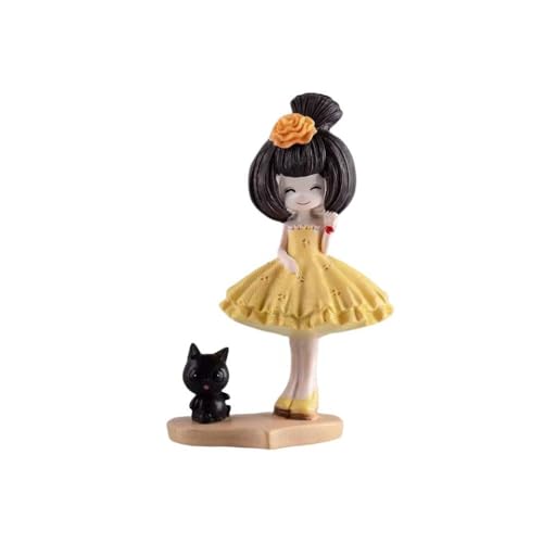 ENFILY für Mädchen mit Haustier Figur Handmade PVC Anime Cartoon Charakter Modell Statue Figur, Desktop Ornamente Dekorationen Geschenke für Fans (Yellow) von ENFILY