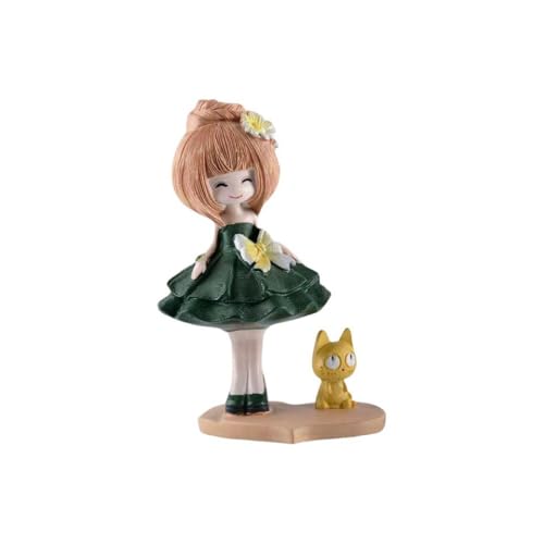 ENFILY für Mädchen mit Haustier Figur Handmade PVC Anime Cartoon Charakter Modell Statue Figur, Desktop Ornamente Dekorationen Geschenke für Fans (dunkelgrün) von ENFILY