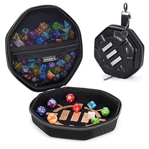 ENHANCE DND-Würfelablage und Würfeletui – Collector's Edition DND-Würfelhalter für bis zu 150 D&D-Würfel mit robustem Äußeren und schützendem Inneren – Würfelrollablage (Drachen Schwarz) von ENHANCE