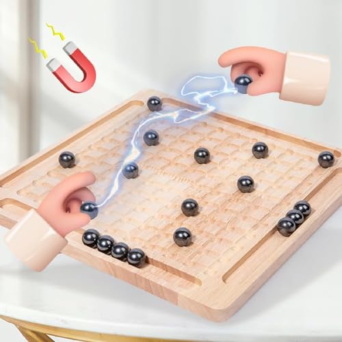 ENIKMOSD Magnetisches Schachspiel mit Holzbrett,Schachbrett Magnetisch,Reisen Schach Magnetisch,Puzzle Checkers Spiel, Magnetisches Spiel Familienspiel Partyspiel für Kinder Erwachsene von ENIKMOSD