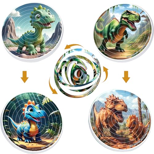 Kinderpuzzle 3 4 5 6 Jahren,Spin 3D Dinosaurier Puzzles,Rotierendes Puzzle-Spielzeug,Doppelseitiges Design Puzzle,360° Drehung Puzle,Lernspielzeug Reisespiele für kinder(2 STÜCK von ENIKMOSD