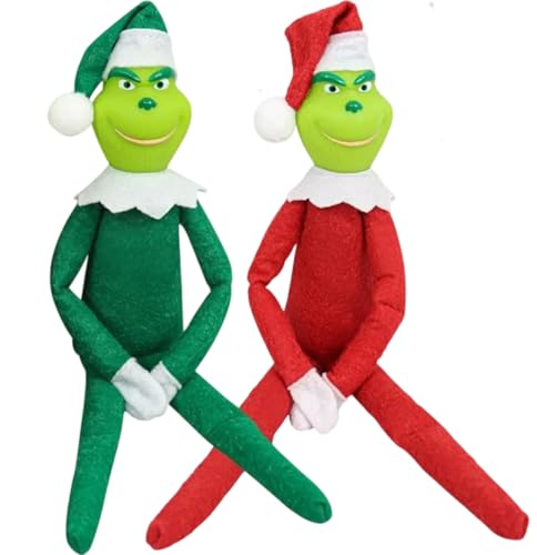 ENIXWH Plüschtier Grinch Weihnachten Hunde Plüsch Puppe Stuffed Toy Wurfkissen Stofftier Geschenke für Kinder Mädchen Jungen (2Stück/Satz) von ENIXWH