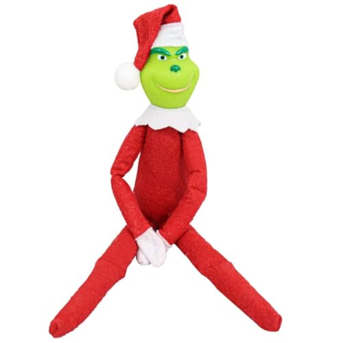 ENIXWH Plüschtier Grinch Weihnachten Hunde Plüsch Puppe Stuffed Toy Wurfkissen Stofftier Geschenke für Kinder Mädchen Jungen (Rot) von ENIXWH