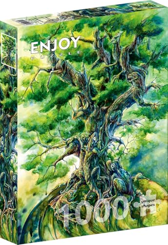 1000 Pieces Jigsaw Puzzle for Adults – Matte Finish, Soft Touch, Sturdy and Unique Pieces, Tight Fit, Vivid Colors, Missing Pieces Service – Tree of Life with Animals Nature Painting – by ENJOY Puzzle von Enjoy puzzle