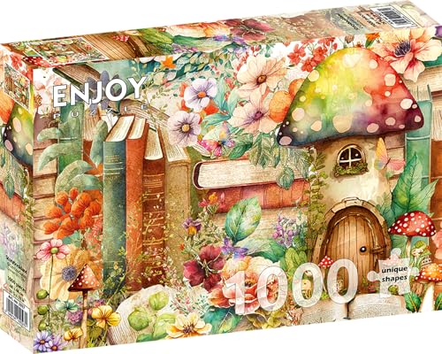 1000 Pieces Jigsaw Puzzle for Adults – Matte Finish, Soft Touch, Sturdy and Unique Pieces, Tight Fit, Vivid Colors, Missing Pieces Service – Story Books and Mushrooms in Magic Forest – by ENJOY Puzzle von Enjoy puzzle