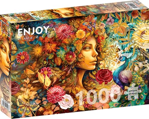 1000 Pieces Jigsaw Puzzle for Adults – Matte Finish, Soft Touch, Sturdy and Unique Pieces, Tight Fit, Vivid Colors, Missing Pieces Service – Mother Earth Portrait with Autumn Nature – by ENJOY Puzzle von Enjoy puzzle