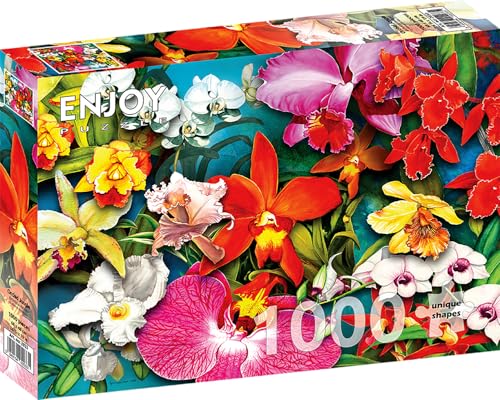 1000 Pieces Jigsaw Puzzle for Adults – Matte Finish, Soft Touch, Sturdy and Unique Pieces, Tight Fit, Vivid Colors, Missing Pieces Service – Flower Collage with Tropical Orchids – by ENJOY Puzzle von Enjoy puzzle