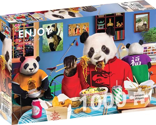 1000 Pieces Jigsaw Puzzle for Adults – Matte Finish, Soft Touch, Sturdy and Unique Pieces, Tight Fit, Vivid Colors, Missing Pieces Service – Panda Friends and Chinese Food and Snacks – by ENJOY Puzzle von Enjoy puzzle