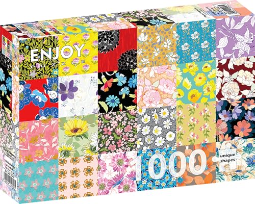 1000 Pieces Jigsaw Puzzle for Adults – Matte Finish, Soft Touch, Sturdy and Unique Pieces, Tight Fit, Vivid Colors, Missing Pieces Service – Flowers and Plants in Patterns Collage – by ENJOY Puzzle von Enjoy puzzle