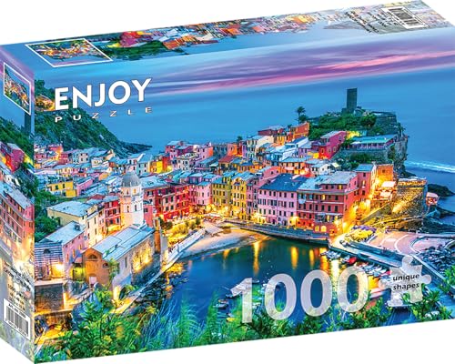 1000 Pieces Jigsaw Puzzle for Adults – Matte Finish, Soft Touch, Sturdy and Unique Pieces, Tight Fit, Vivid Colors, Missing Pieces Service – Picturesque Cinque Terre Landscape Italy – by ENJOY Puzzle von Enjoy puzzle