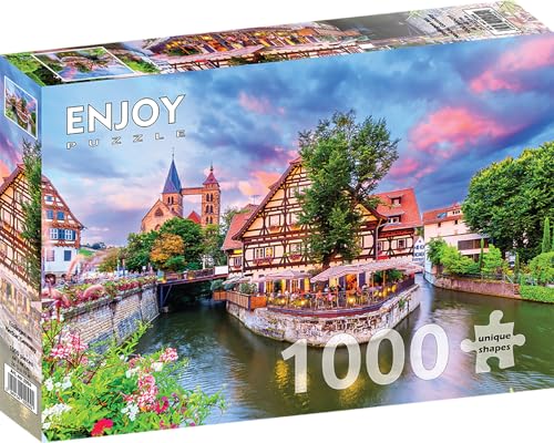 1000 Pieces Jigsaw Puzzle for Adults – Matte Finish, Soft Touch, Sturdy and Unique Pieces, Tight Fit, Vivid Colors, Missing Pieces Service – Picturesque Old Town Cityscape in Germany – by ENJOY Puzzle von Enjoy puzzle