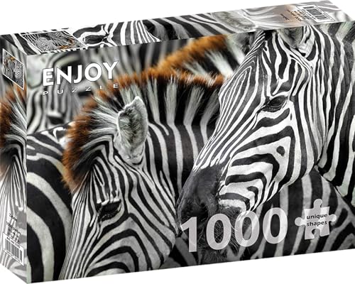 1000 Pieces Jigsaw Puzzle for Adults – Matte Finish, Soft Touch, Sturdy and Unique Pieces, Tight Fit, Vivid Colors, Missing Pieces Service – Zebras Black and White Animals Patterns – by ENJOY Puzzle von Enjoy puzzle