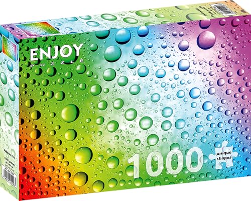 1000 Pieces Jigsaw Puzzle for Adults – Matte Finish, Soft Touch, Sturdy and Unique Pieces, Tight Fit, Vivid Colors, Missing Pieces Service – Rainbow Gradient Water Drops and Bubbles – by ENJOY Puzzle von Enjoy puzzle