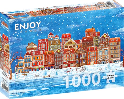 1000 Pieces Jigsaw Puzzle for Adults – Matte Finish, Soft Touch, Sturdy and Unique Pieces, Tight Fit, Vivid Colors, Missing Pieces Service – Christmas Town Houses in Winter Landscape – by ENJOY Puzzle von Enjoy puzzle