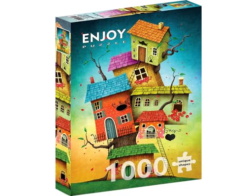 1000 Pieces Jigsaw Puzzle for Adults – Matte Finish, Soft Touch, Sturdy and Unique Pieces, Tight Fit, Vivid Colors, Missing Pieces Service – Fun Illustration of Fantasy Tree Houses – by ENJOY Puzzle von Enjoy puzzle