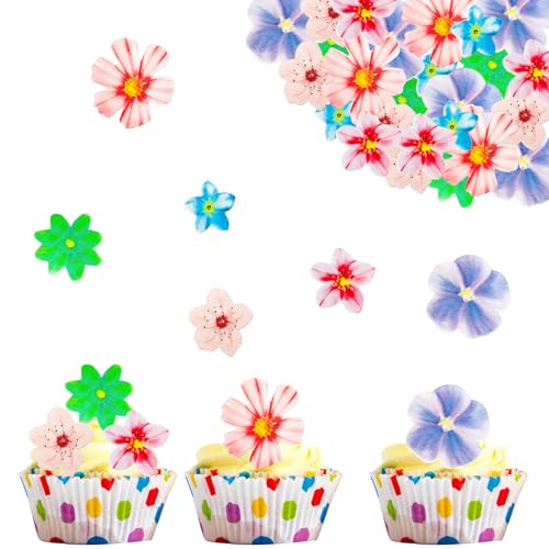 ENLACE Essbare Blumen für Torte,32 Stück Essbare Blüten Cupcake Topper,Tortendeko Blumen Essbar,Kuchen Deko Blumen,Esspapier Blumen Tortendeko Geburtstag,Muffin Deko Essbar für Hochzeit Taufe von ENLACE