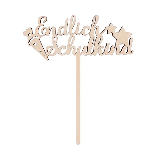 ENLACE Einschulung Cake Topper,Personalisierter Tortenstecker Aus Holz,Kuchendeko,Schulkind Kuchen Topper, Tortendeko für Schuleinführung Einschulung Schulanfang Jungs und Mädchen,Endlich Schulkind von ENLACE