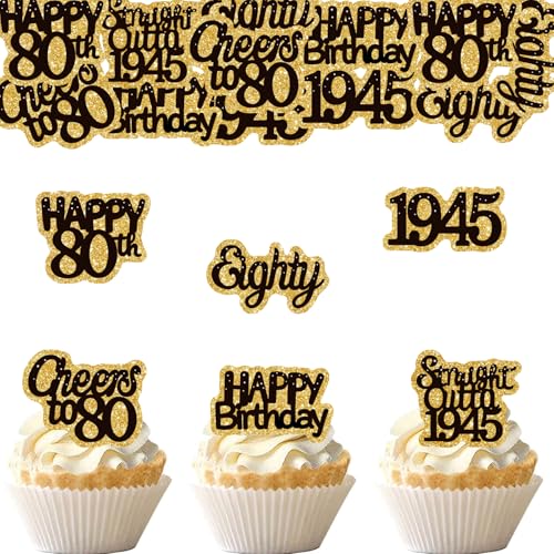 ENLACE Essbare Tortendeko 80 Geburtstag Mann Frau,48 Stk 80 Geburtstag Deko Torte Essbar,Esspapier Kuchendeko 80. Geburtstag 1945,Muffin Deko 80 Geburtstag,Essbare Cupcake Topper 80 Geburtstag Frau ENLACE Essbare Tortendeko 80 Geburtstag Mann Frau,48 Stk 80 Geburtstag Deko Torte Essbar,Esspapier Kuchendeko 80. Geburtstag 1945,Muffin Deko 80 Geburtstag,Essbare Cupcake Topper 80 Geburtstag Frau von ENLACE
