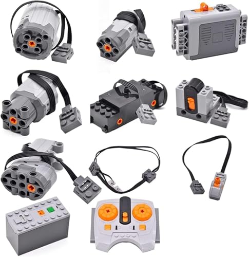 ENPUSI Power Functions Set, 11 Teile Motor Set mit Fernbedienung Batteriebox Zug Motor Led Kompatibel mit vielen Modellen von ENPUSI