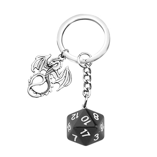 ENSIANTH Dungeon Master Geschenk Würfel Schlüsselanhänger Drachenliebhaber Geschenk D20 Geschenk DND Inspiration Schlüsselanhänger D&D Spieler Geschenk, Würfel Drache Schlüssel, Small von ENSIANTH