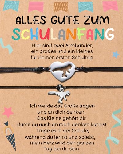 2 Stück Einschulung Geschenk Junge Mädchen Schulkind Geschenk Erster Schultag Schultüte Füllung Schulkind Armband Einschulungskarte Schulanfang Geschenke (2 STK-Dinosaurier) von ENSTAB