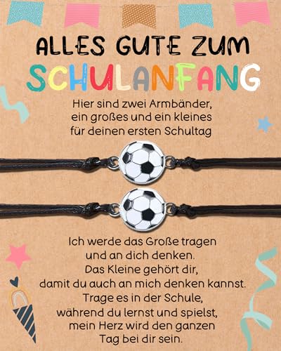 2 Stück Einschulung Geschenk Junge Mädchen Schulkind Geschenk Erster Schultag Schultüte Füllung Schulkind Armband Einschulungskarte Schulanfang Geschenke (2 STK-Fußball) von ENSTAB