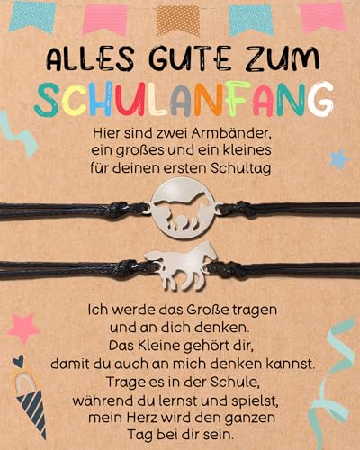 2 Stück Einschulung Geschenk Junge Mädchen Schulkind Geschenk Erster Schultag Schultüte Füllung Schulkind Armband Einschulungskarte Schulanfang Geschenke (2 STK-Pferd) von ENSTAB